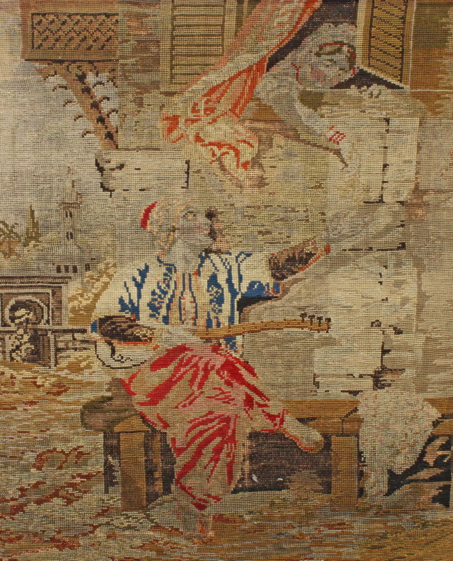 Kaminschirm, 19. Jh., Nussholz, mit Gobelinstickerei, 145 x 82 cm - Image 2 of 3