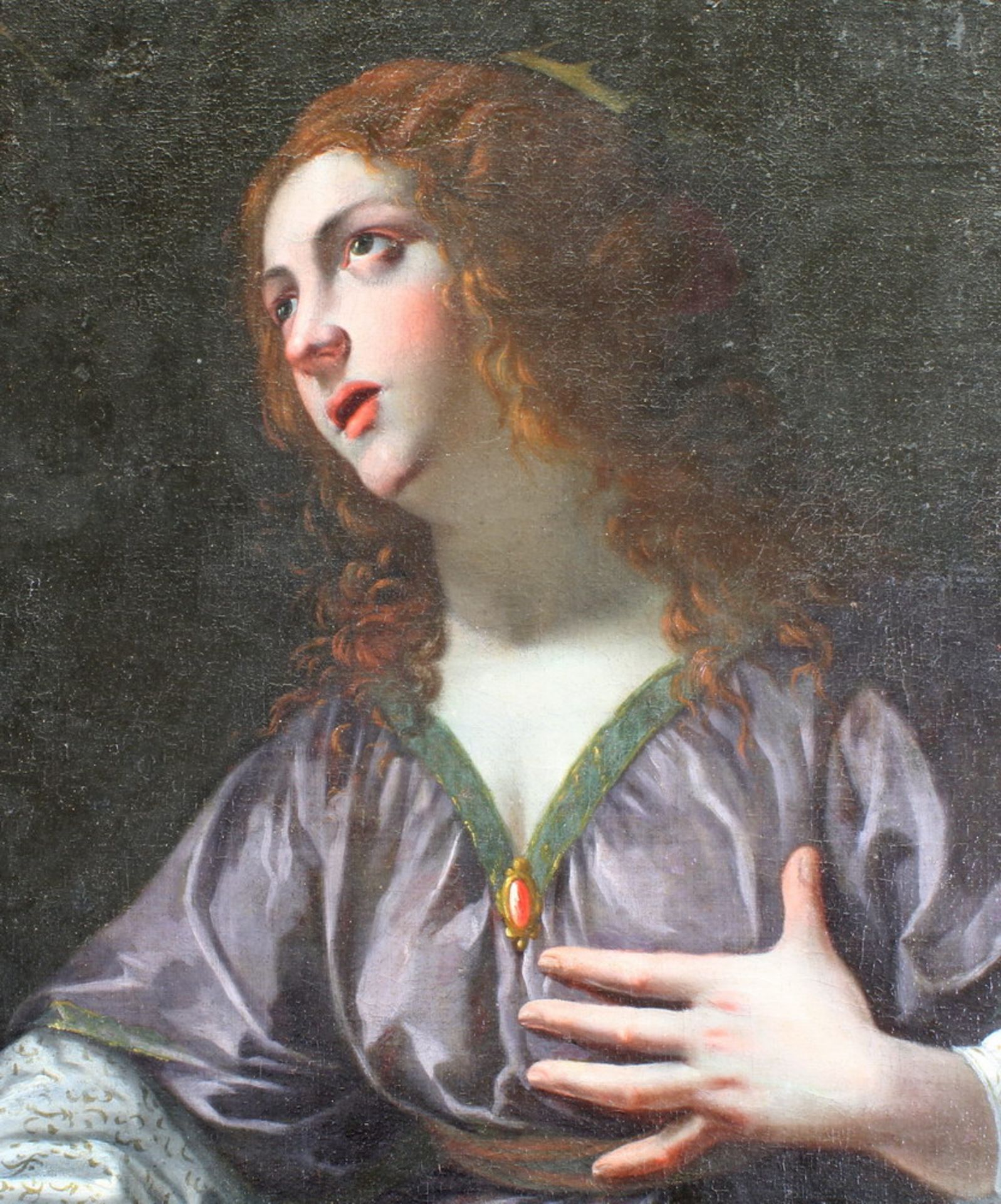 Italien (17. Jh. / frühes 18. Jh.), "Hl. Agatha", Öl auf Leinwand, doubliert, 118 x 88 cm, - Image 3 of 4