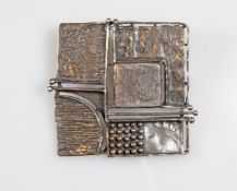 Brosche, 1970er Jahre, Atelierarbeit, Silber 925, 4 x 4 cm