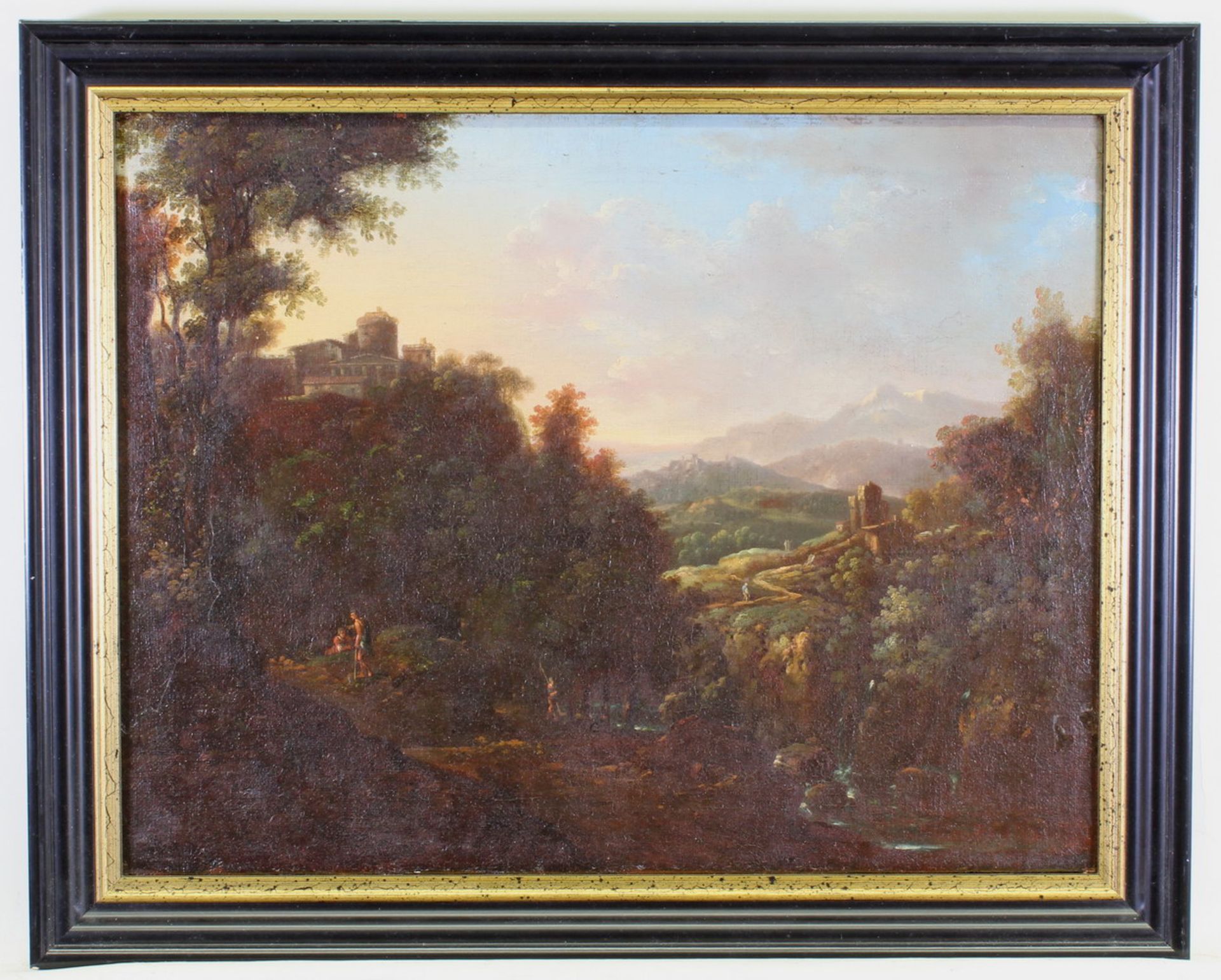 Niederländischer Landschaftsmaler (18. Jh.), "Arkadische Landschaft", Öl auf Leinwand, doubliert, - Image 2 of 4