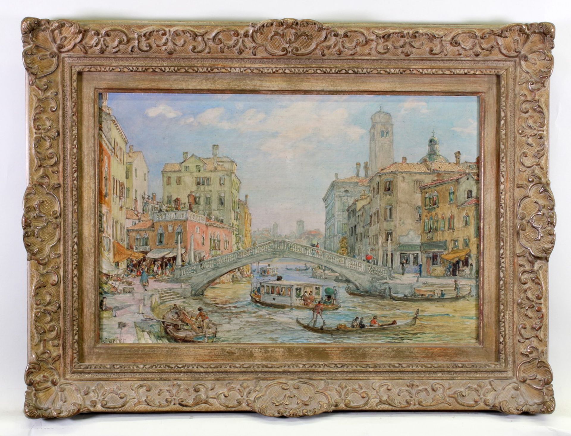 Curter, Julius (1886 - 1963), "Ansicht von Venedig", Mischtechnik auf Holz, signiert unten links - Image 2 of 5