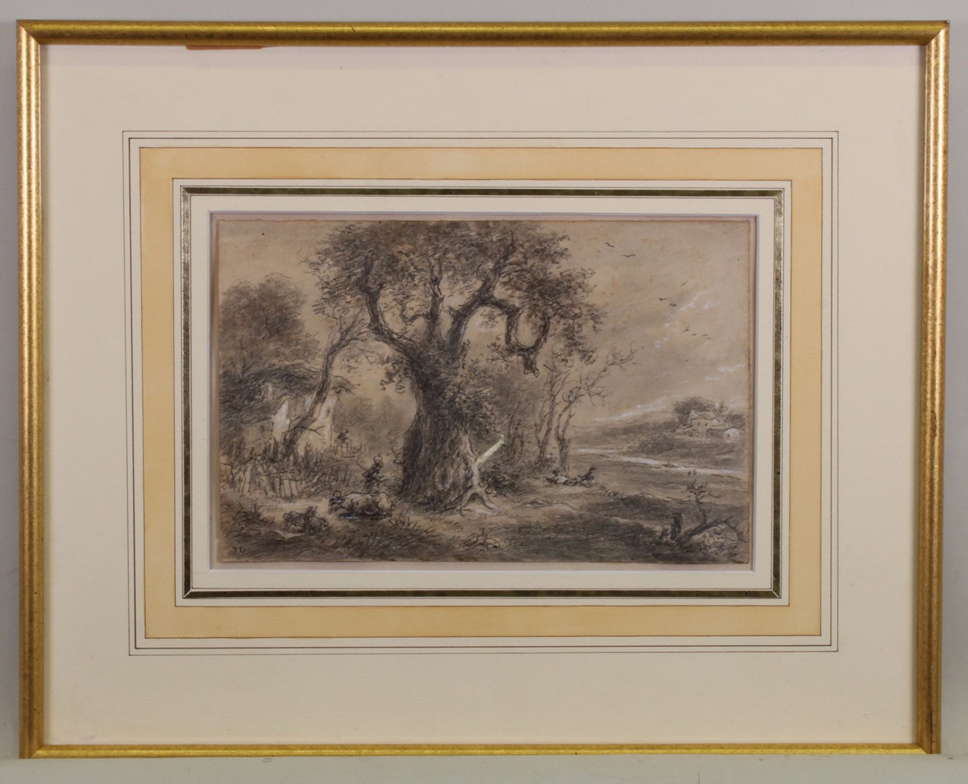 2 Zeichnungen, Mischtechnik, Feder, Kohle, teils laviert, 1x ortsbezeichnet Hyèrs 96 fevrier 1862, - Bild 4 aus 5