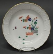 Teller, Meissen, Schwertermarke, 1924-1934, 1. Wahl, Osier, chinesisches Strohmodell 3, bunt,