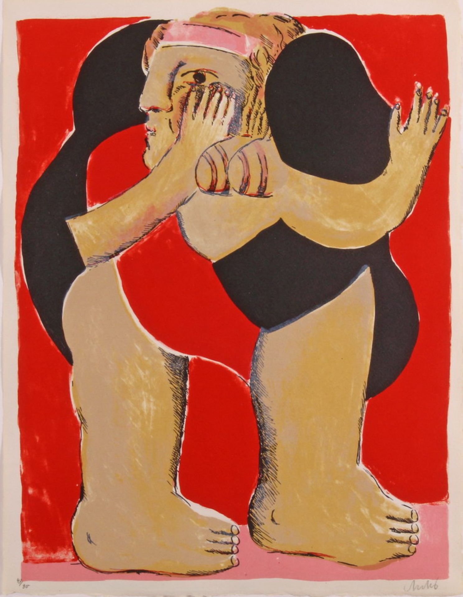 Antes, Horst (geb. 1936 Heppenheim, Maler und Grafiker), 2 Lithografien, "Figuren", je signiert - Bild 5 aus 6