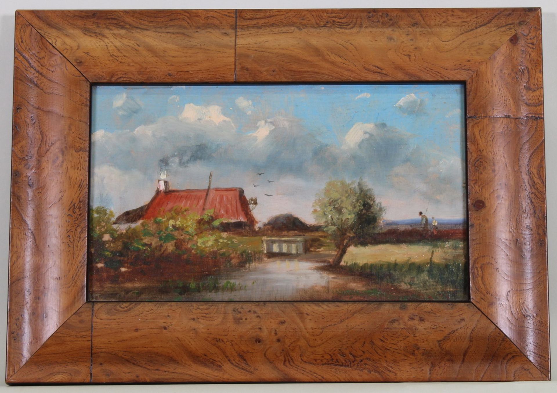 Landschaftsmaler (um 1900), "Fischerkate", Öl auf Holz, undeutlich signiert unten rechts, 12 x 20 - Image 2 of 4