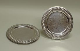 6 Platzteller, Silber 925, Flechtrand, glatter Spiegel, ø 28 cm, zus. ca. 3.360 g,