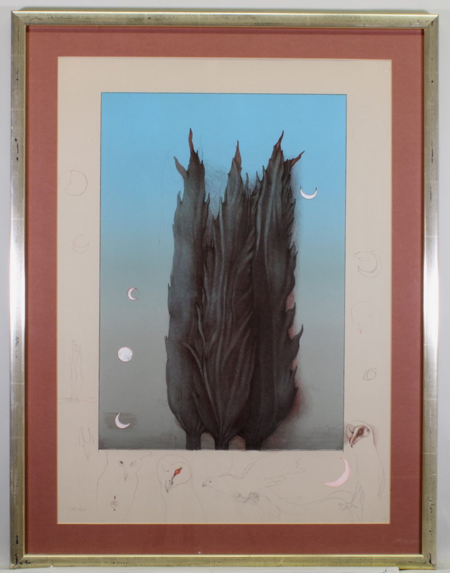 Lithografie, "Bäume", Bruno Bruni, signiert unten mittig, nummeriert unten links 361/1000, 80 x 57 - Bild 2 aus 4