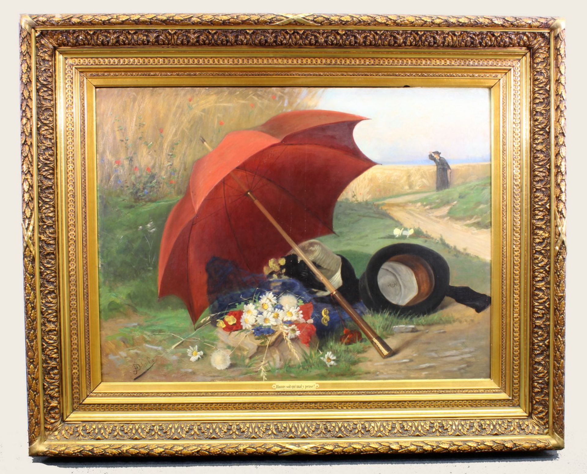 Delgouffre, Fernand (1848 - 1900, belgischer Maler), "Ein Schelm ist, wer Böses denkt", Öl auf - Image 2 of 6