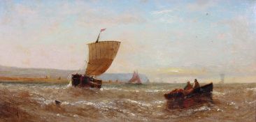 Knell, William Calcott (1830 - 1880, britischer Marinemaler), "Segler vor der Küste", Öl auf