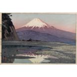 Farbholzschnitt, "Fujiama from Okitsu", Japan, Hiroshi Yoshida (1876-1950), in Bleistift