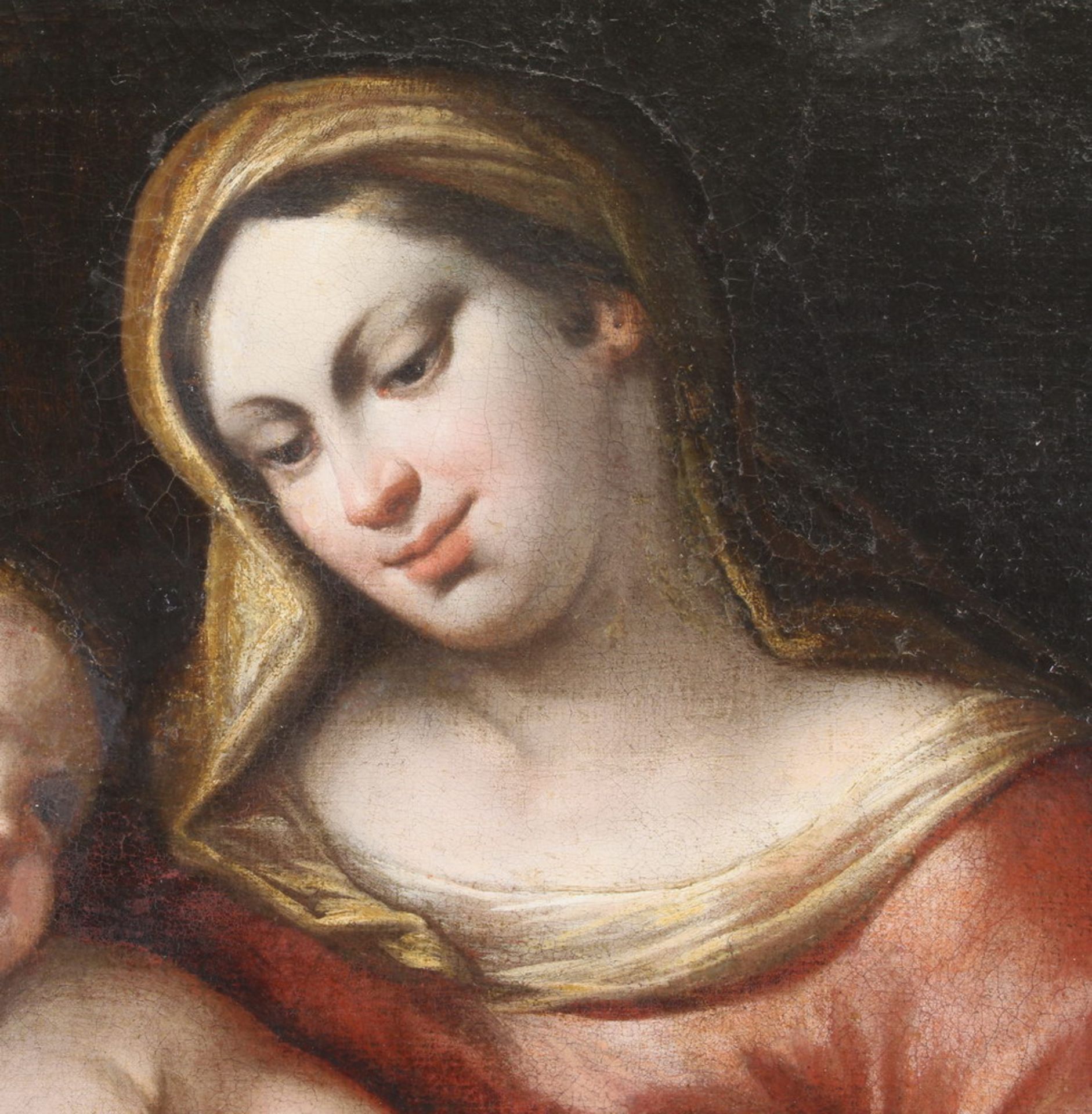 Italienischer Maler (17. Jh.), "Madonna mit Kind", Öl auf Leinwand, doubliert, 85 x 68 cm, stark - Image 3 of 5