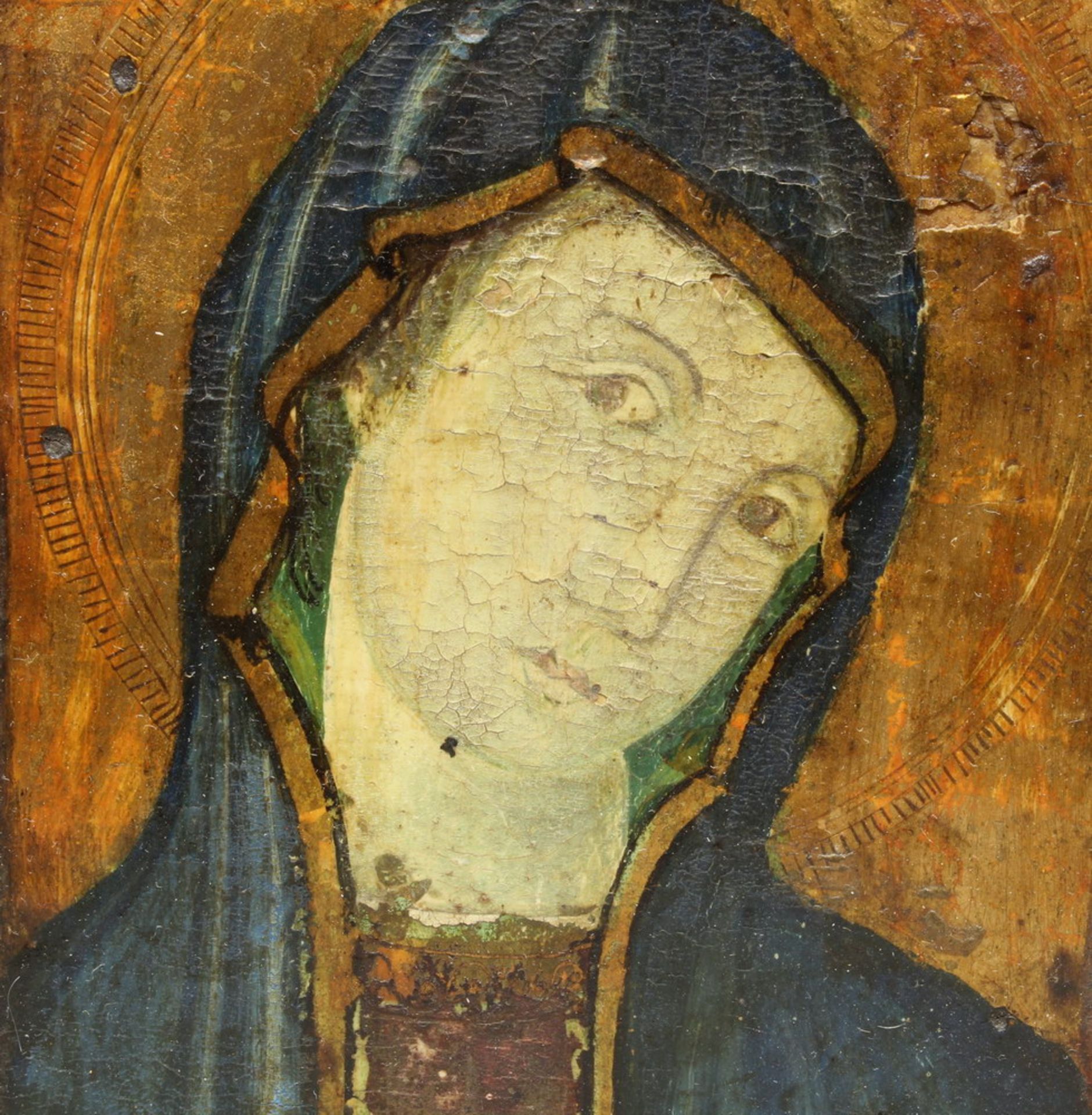 Italienischer Maler (wohl 14./15. Jh.), "Madonna", Tempera auf Holz, mit Goldgrund, 18.5 x 12.5 - Image 2 of 3