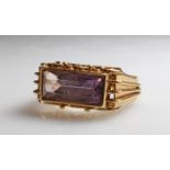 Ring, 1940er/50er Jahre, RG 585, 1 rechteckig facettierter Amethyst, 6 g, RM 18