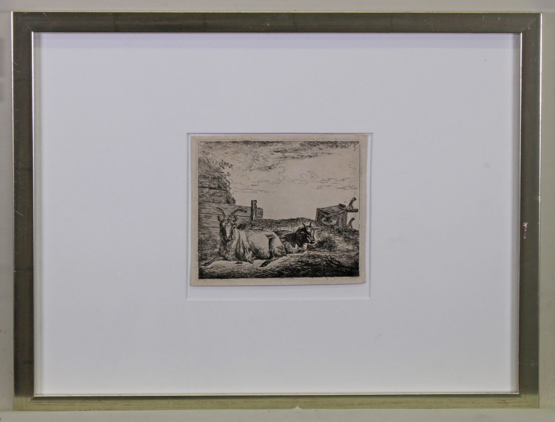 Velde, Adriaen van de (Amsterdam 1636 - 1672 ebenda), Radierung, "Liegende Ziege", in der - Bild 2 aus 5