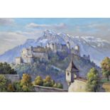 Tarnóczy, Eugen von (1886 München - 1978 Traunstein), Gouache, "Blick auf Hohensalzburg", signiert