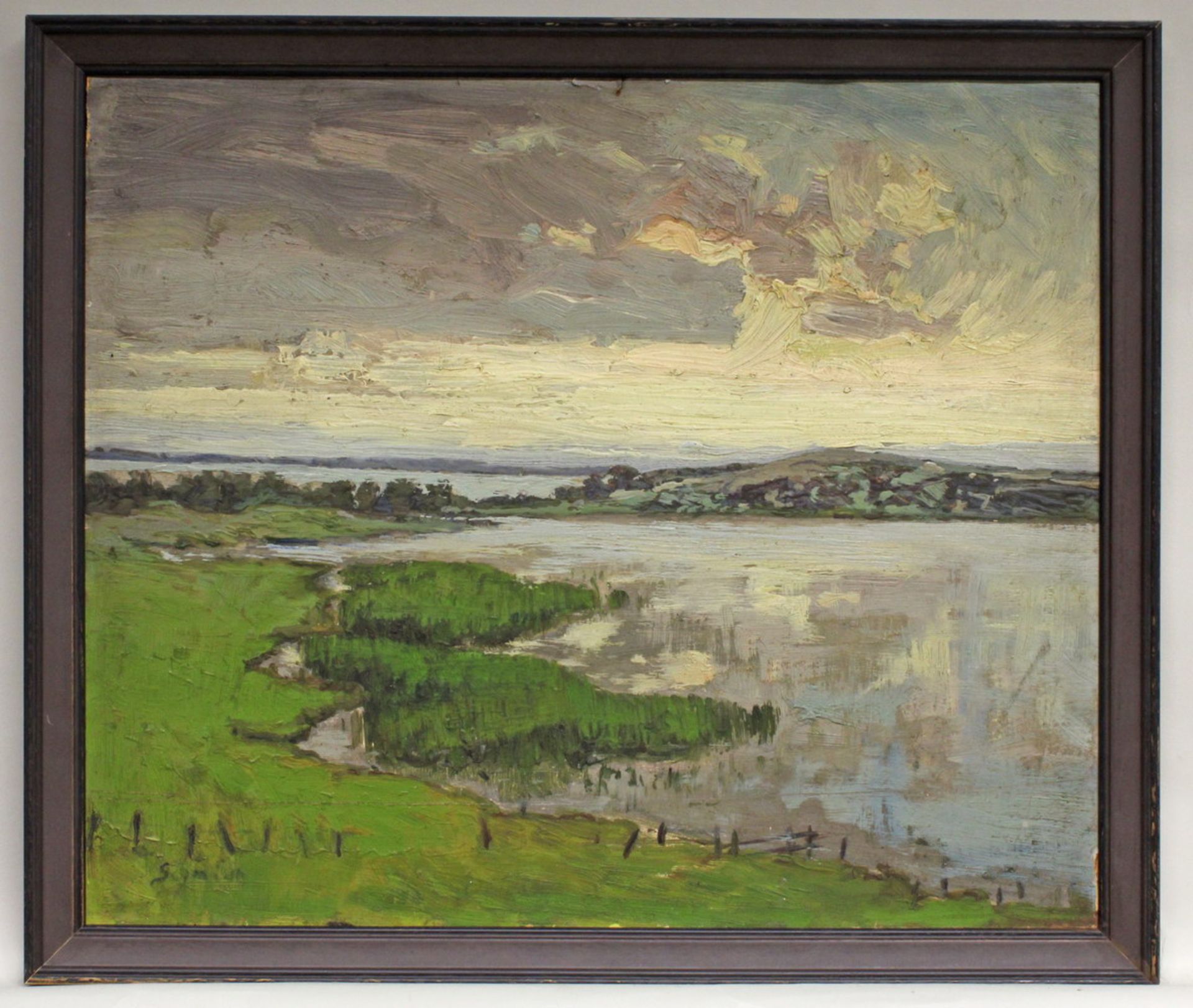 Schmidt, Hugo (geb. 1890 Marienburg), "Wattenlandschaft", Öl auf Karton, signiert unten rechts - Image 2 of 4