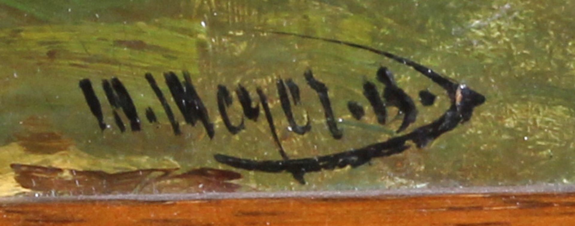 Meyer (20. Jh.), "Dünenlandschaft mit Fischerkaten", Öl auf Karton, signiert und datiert unten - Bild 3 aus 3