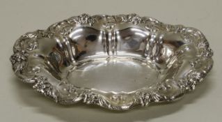 Schälchen, Silber 925, Whiting, oval, gebuckelt, Blütenrelief, 2.8 x 18 x 13 cm, ca. 96 g, gering