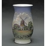 Vase, "Windmühle in Landschaft", Bing & Gröndahl, Modellnummer 715-5440, Balusterform, polychrom,