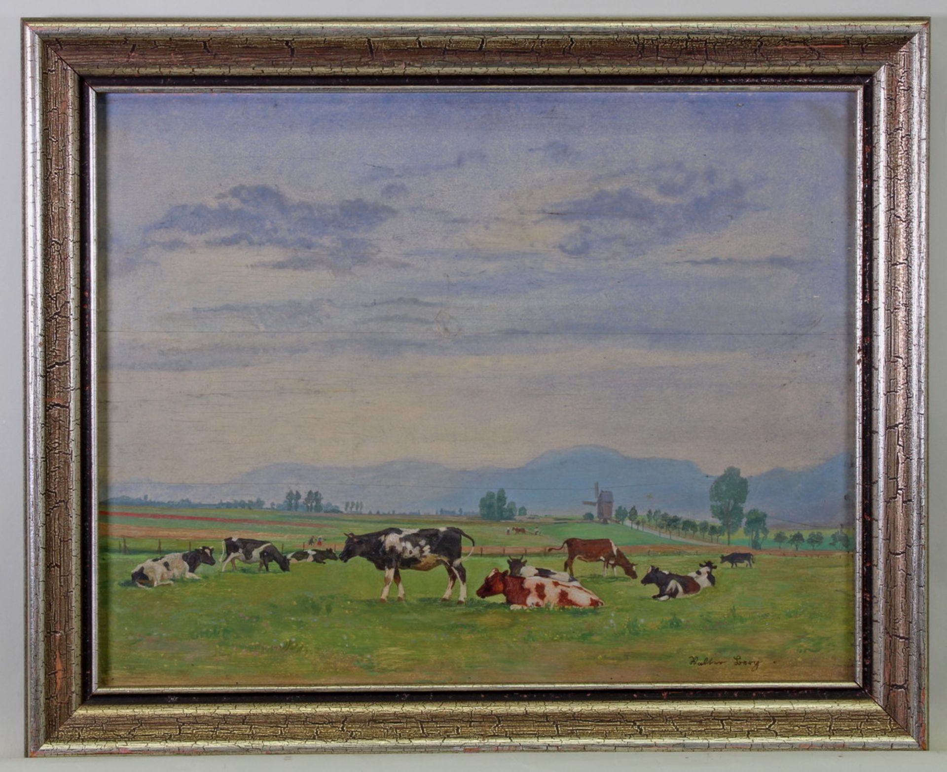 Berg, Walter (geb. 1906 Solingen, Stillleben- und Landschaftsmaler), "Harzer Vorlandschaft", Öl - Bild 2 aus 5