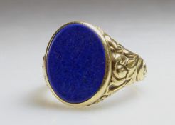 Ring, GG 585, ovaler Lapislazuli, 11 g, RM 19.5