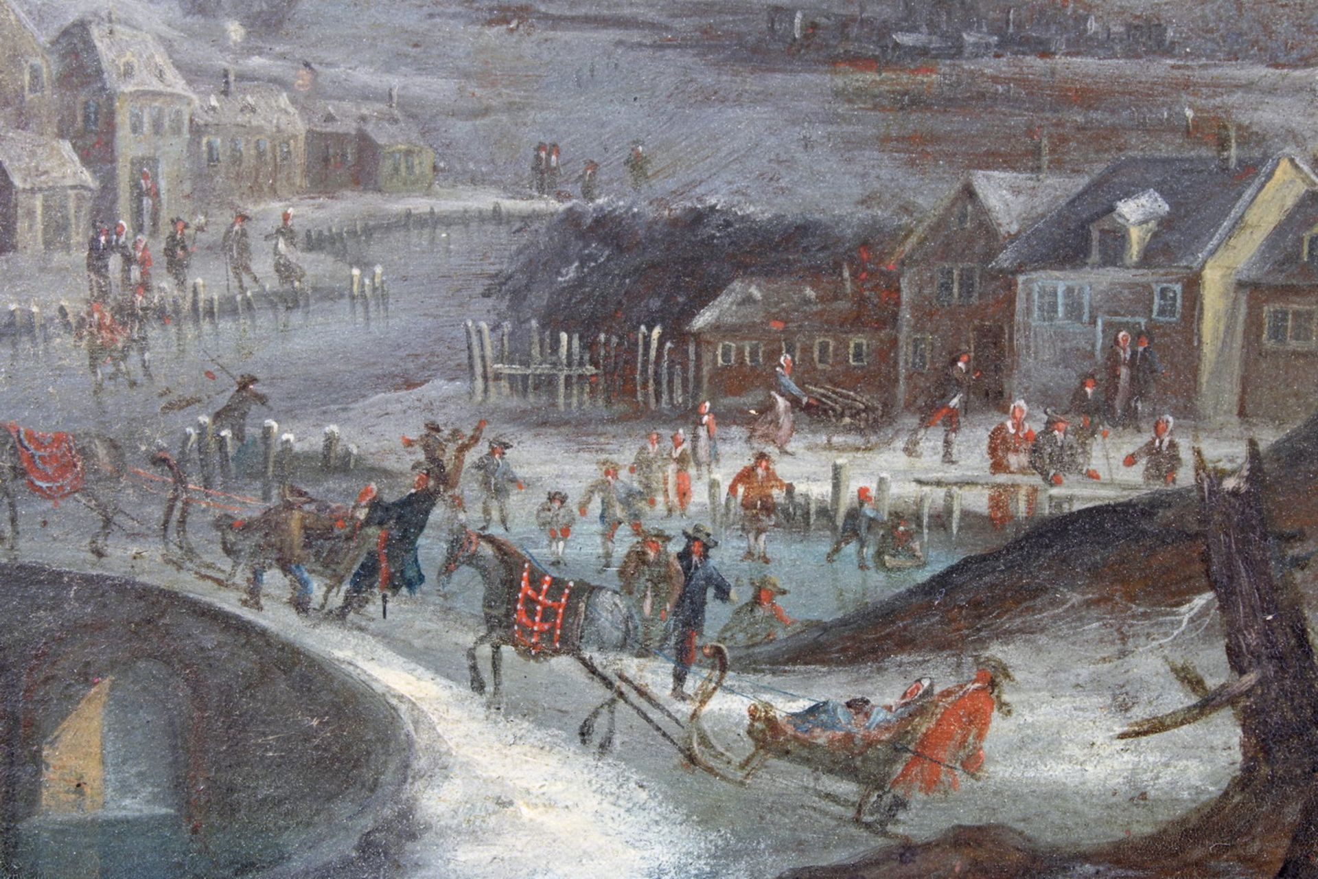 Dalens III, Dirck (1688 Amsterdam - 1753), Umkreis, "Wintervergnügen", Öl auf Kupfer, auf Holz, 23.5 - Image 5 of 9