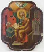 Ikone, Tempera auf Holz, "Hl. Evangelist Matthäus", Russland, 19. Jh., vermutlich aus einer