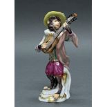 Porzellanfigur, "Affe als Gitarrist", Meissen, Schwertermarke, 1. Wahl, Modellnummer 60017,