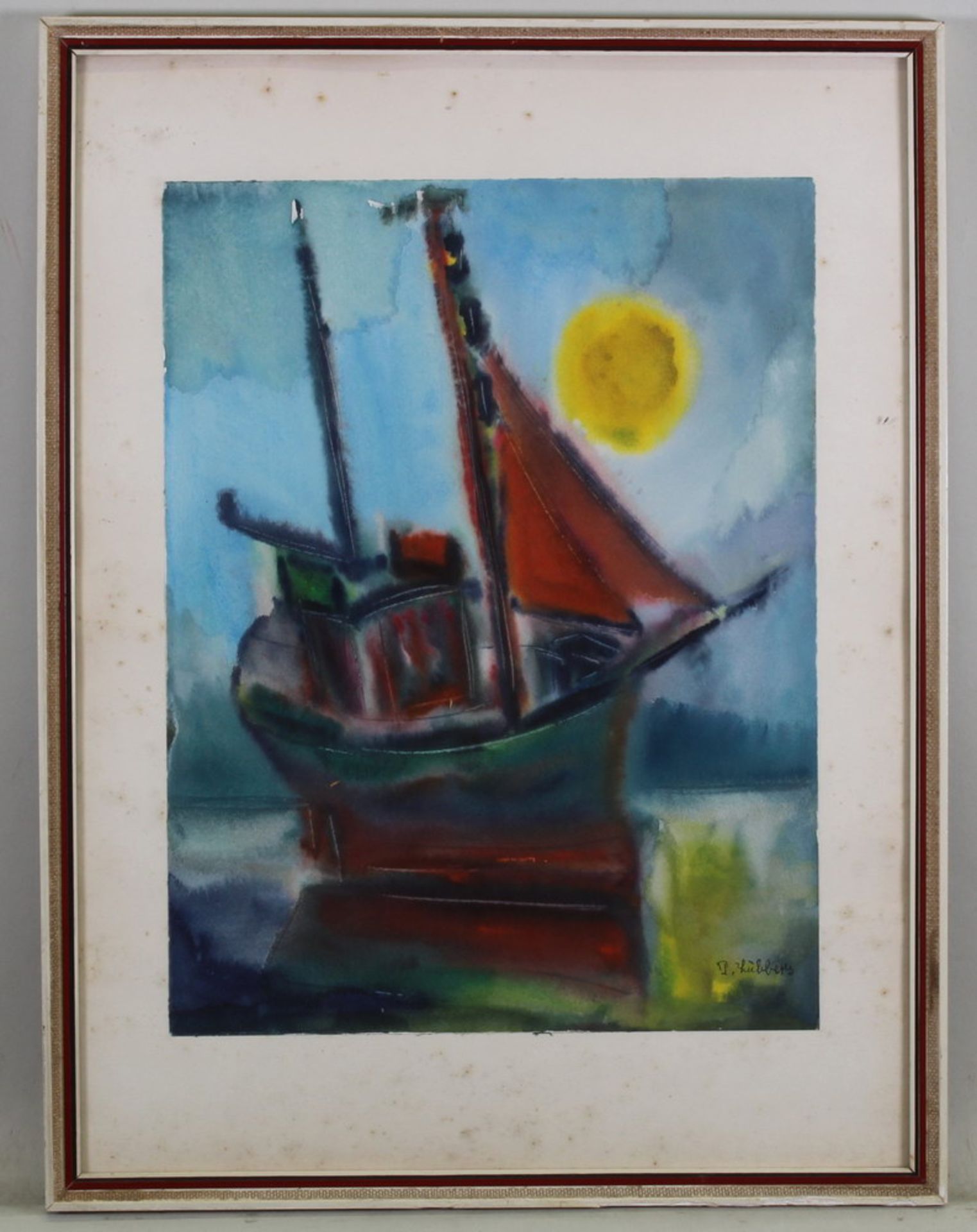 Lübbers, Peter (geb. 1934 Hamburg) "Schiff in der Sonne", Aquarell, signiert unten rechts, 30 x 23 - Image 2 of 3