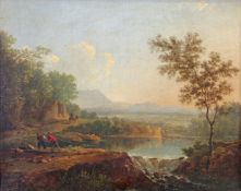 Burch, Jacques H. van der (1796 - 1854), wohl, "Angler in italienischer Landschaft", Öl auf