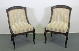 Paar Stühle, Wiener Empire, 19. Jh., Eiche, Gestell mit seitlichem Fischdekor, grau/beiger