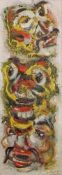 Indonesischer Künstler (um 1970), "Indonesische Tanzmasken", Öl auf Leinwand, unleserlich signiert