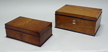 2 Schatullen, Biedermeier, deutsch, 19. Jh., Esche bzw. Kirschholz, je rechteckig, 9 x 26 x 16 cm