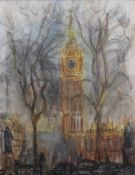 Reynolds, Mary (20. Jh.), Pastellzeichnung, "Ansicht von London mit Blick auf den Big Ben", signiert