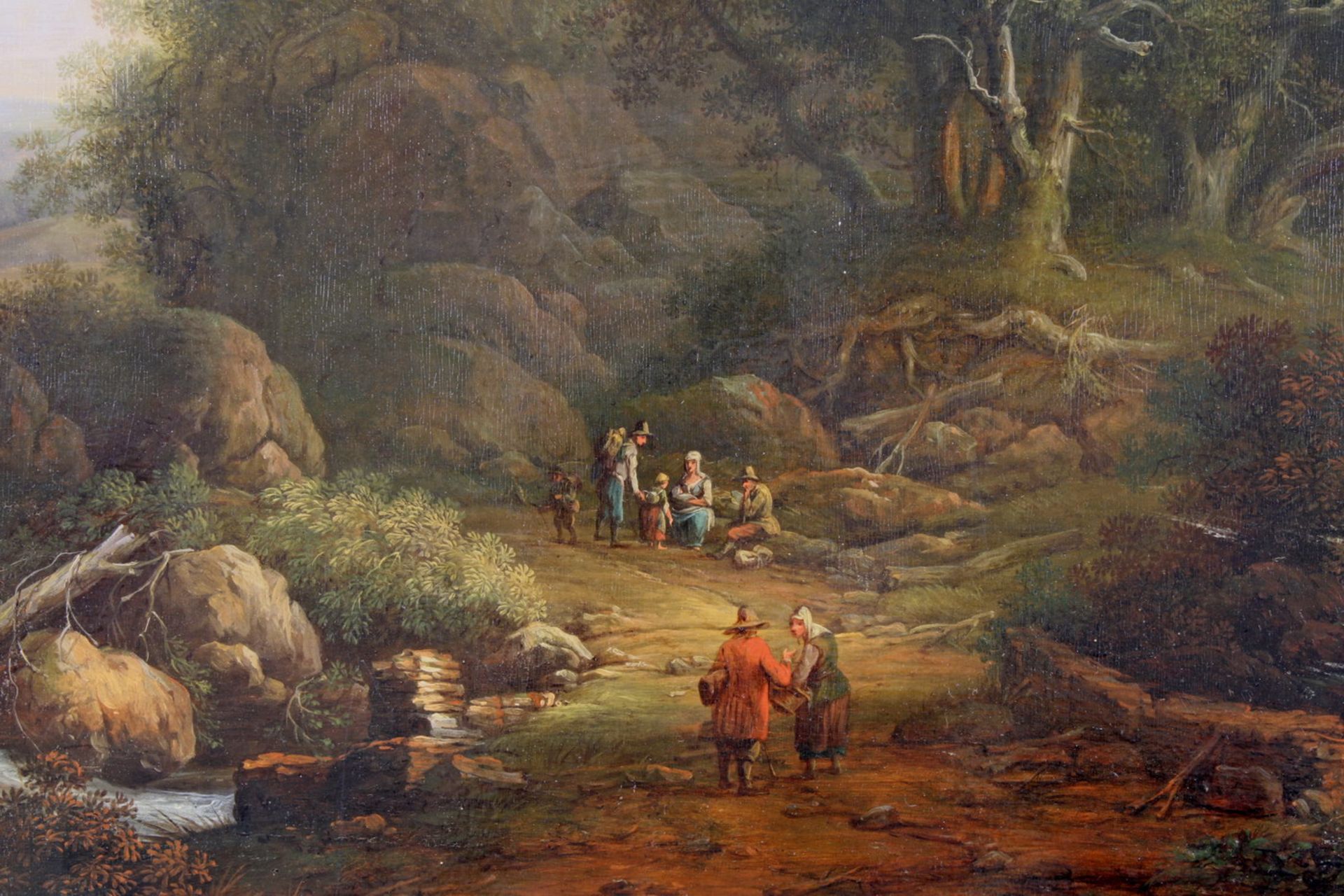 Manskir(s)ch, Franz (1768 Ehrenbreitstein - 1830 Danzig), "Wanderer in Flusslandschaft", Öl auf - Image 4 of 12