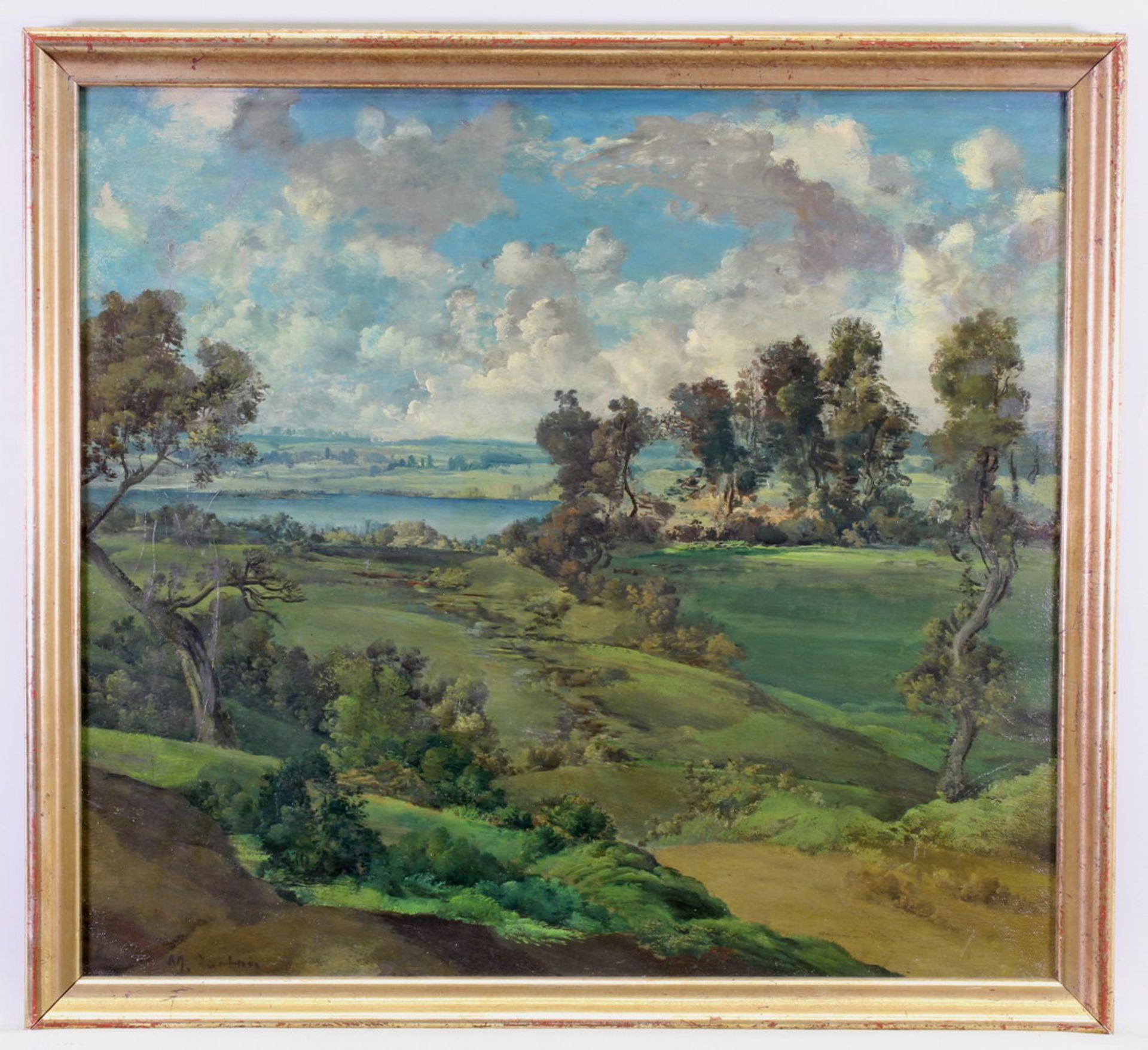 Hartwig, Max (1873 München - 1939, Bildhauer und Landschaftsmaler), "Sommerlandschaft", Öl auf - Image 2 of 4