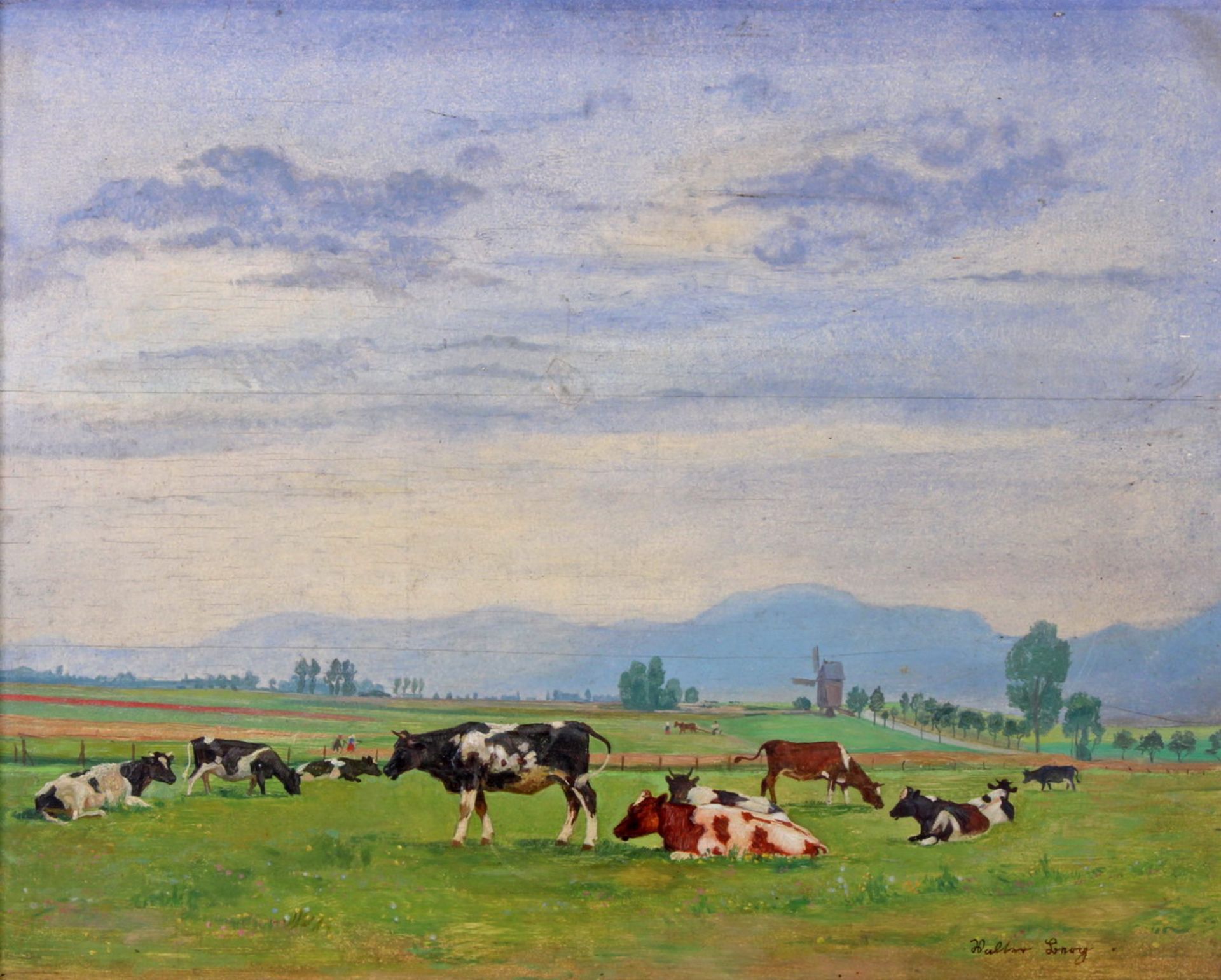 Berg, Walter (geb. 1906 Solingen, Stillleben- und Landschaftsmaler), "Harzer Vorlandschaft", Öl