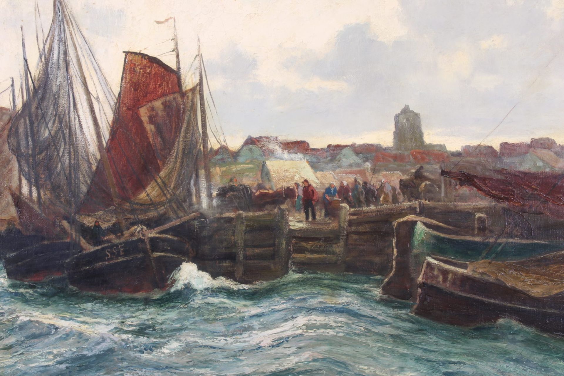 Bell, Arthur (1876 - 1966, in Düsseldorf tätiger Maler), "Segelschiffe vor der Küste", Öl auf - Image 3 of 5