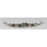 Armband, Silber 925, Achat, Biwa-Perlen, Kristall, 20 cm lang, 28 g