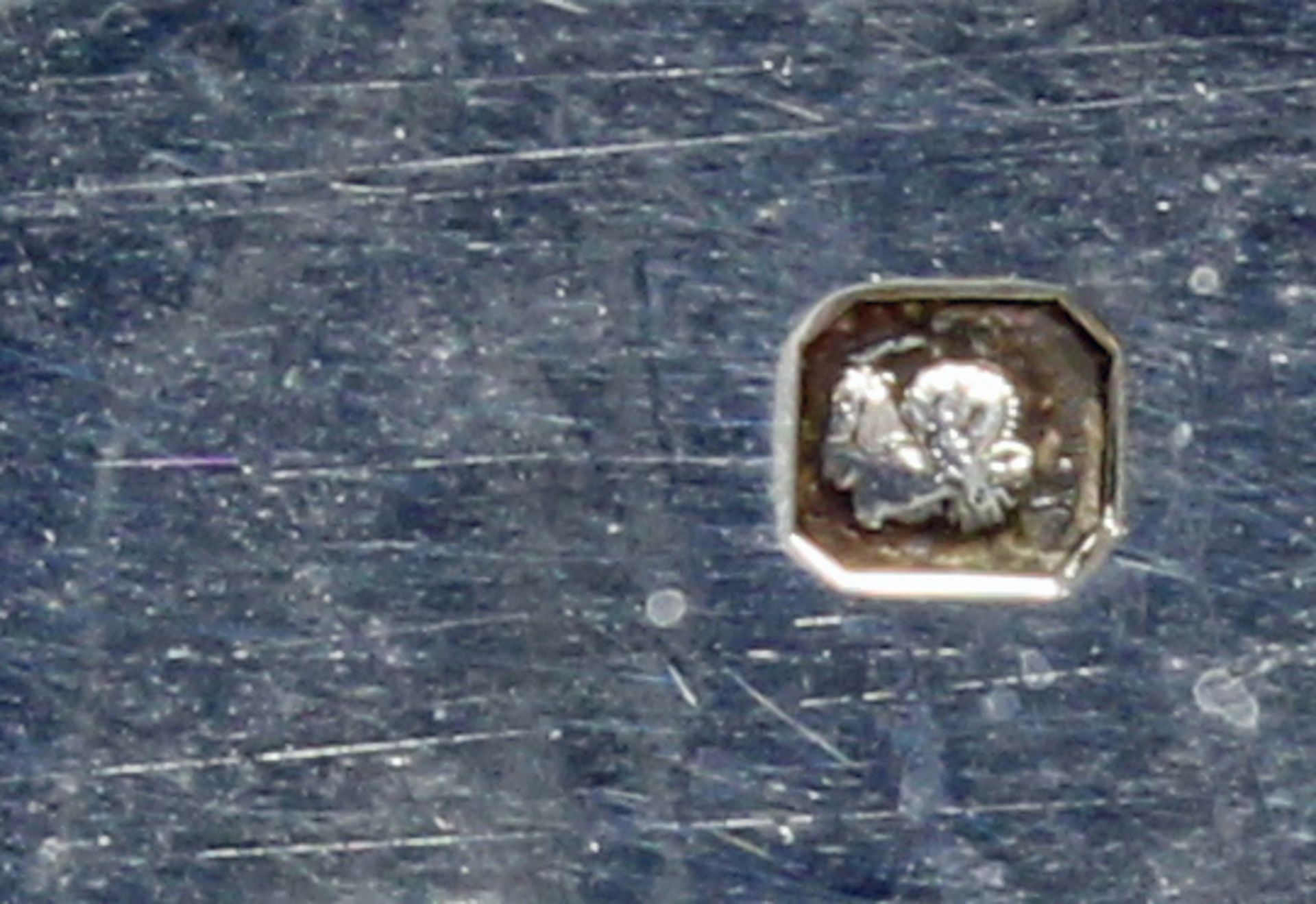 Tablett, Silber 925, Frankreich, rechteckig, Reliefdekor mit zechenden Bauern, profilierter Rand, - Bild 2 aus 2