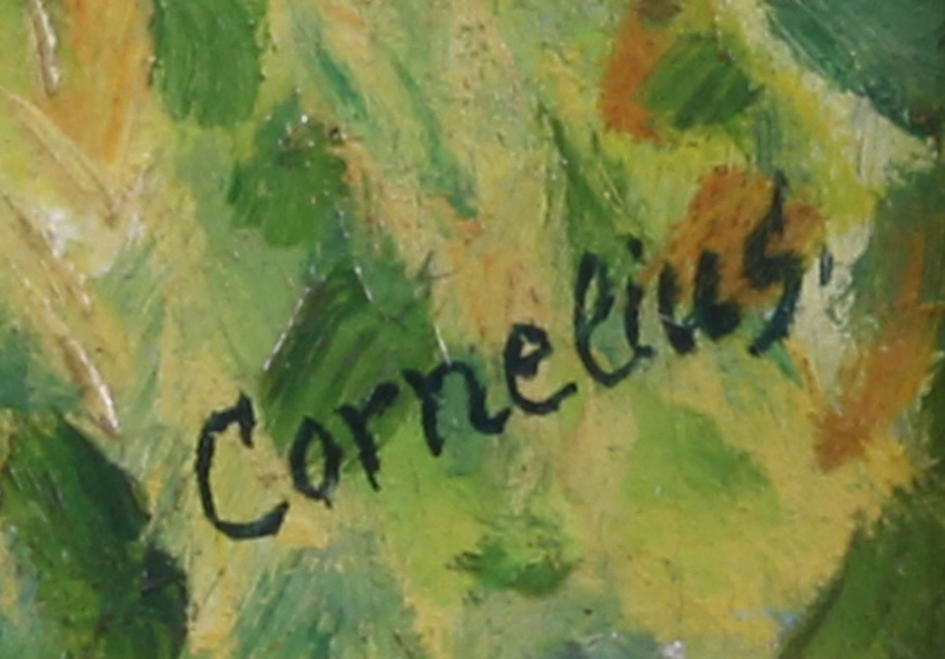 Cornelius, Otto (1896 Linz - 1984), "Ernte", Öl auf Holz, signiert unten rechts Cornelius, verso - Image 3 of 4