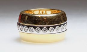 Ring, in der Art Cartier, bewegliches Mittelteil, WG/GG 750, 24 Brillanten zus. ca. 0.96 ct., etwa