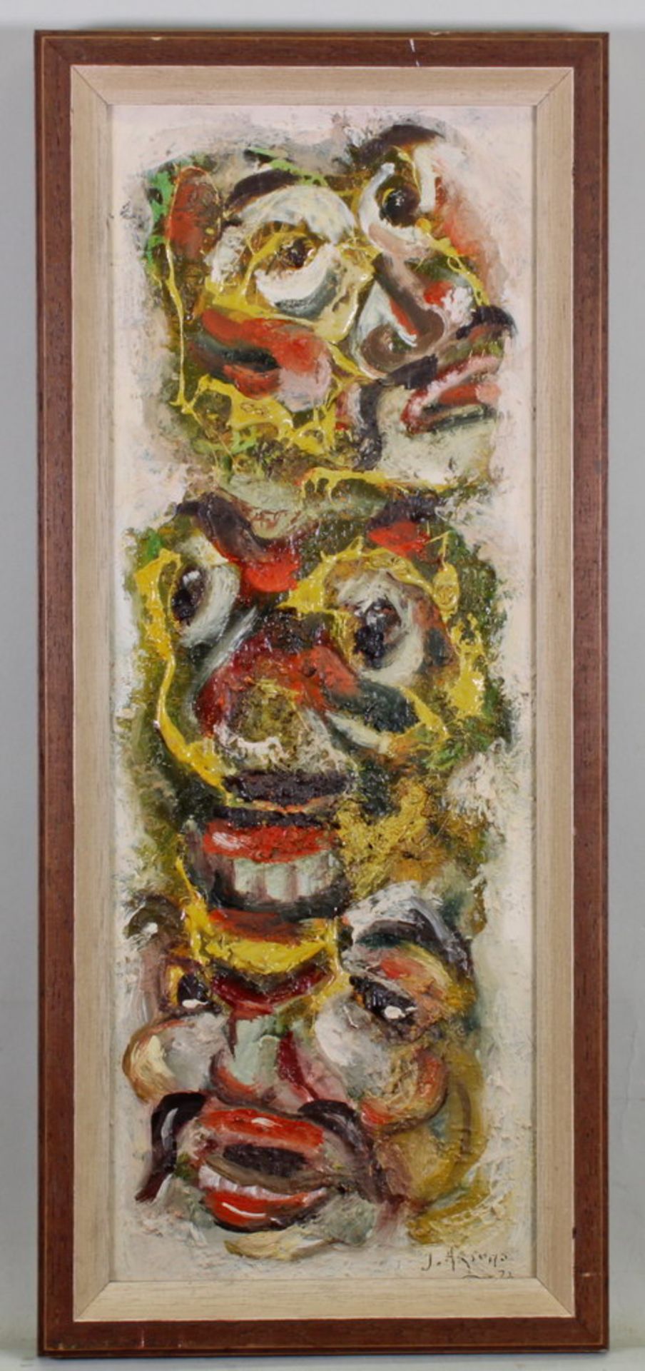 Indonesischer Künstler (um 1970), "Indonesische Tanzmasken", Öl auf Leinwand, unleserlich signiert - Image 2 of 5