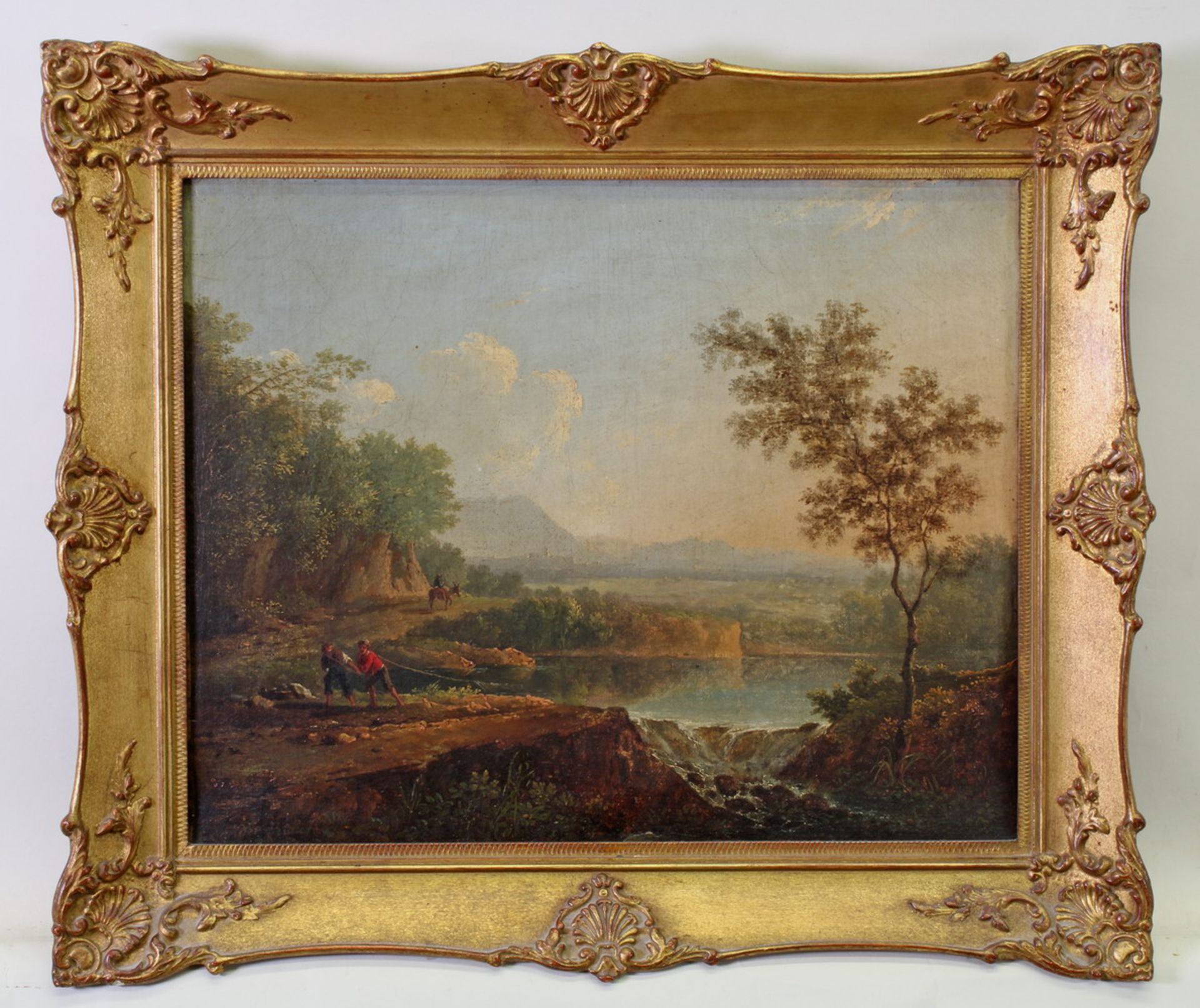 Burch, Jacques H. van der (1796 - 1854), wohl, "Angler in italienischer Landschaft", Öl auf - Image 2 of 5