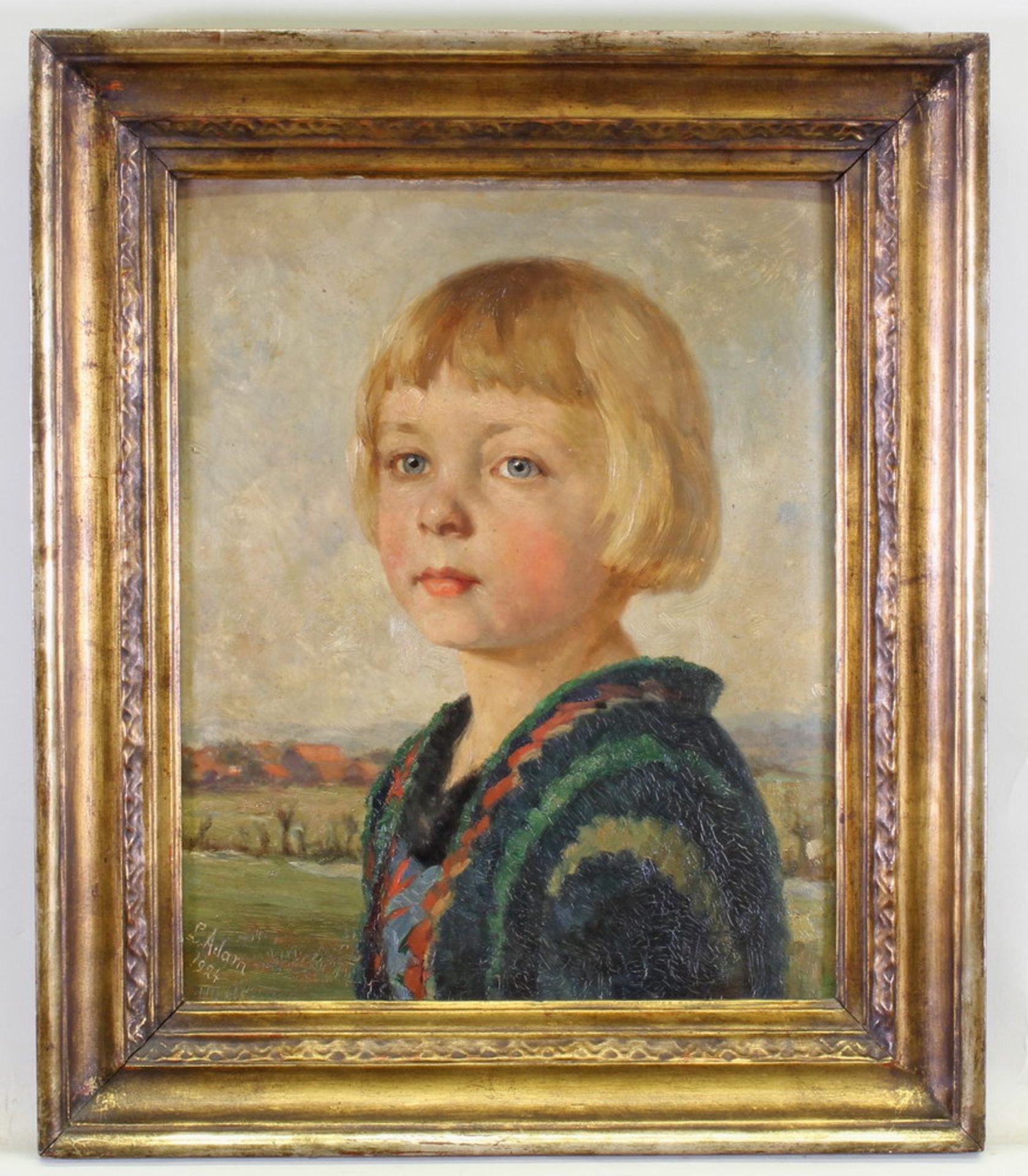 Adam, Luitpold I (1888 München - 1950), wohl, "Mädchen vor Weserlandschaft", links Blick auf Leteln, - Image 2 of 4