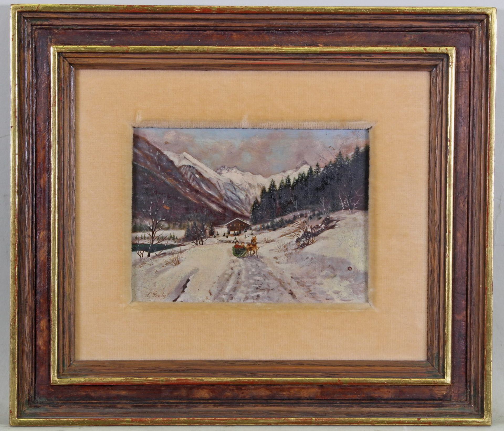 Probst, A. (20. Jh.), "Winterlandschaft in den Bergen bei Obersdorf (?)", Öl auf Leinwand auf - Bild 2 aus 2