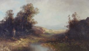 Mulley, Oskar (1891 Klagenfurt - 1949 Garmisch), "Landschaft mit Marterl", Öl auf Hartfaser,