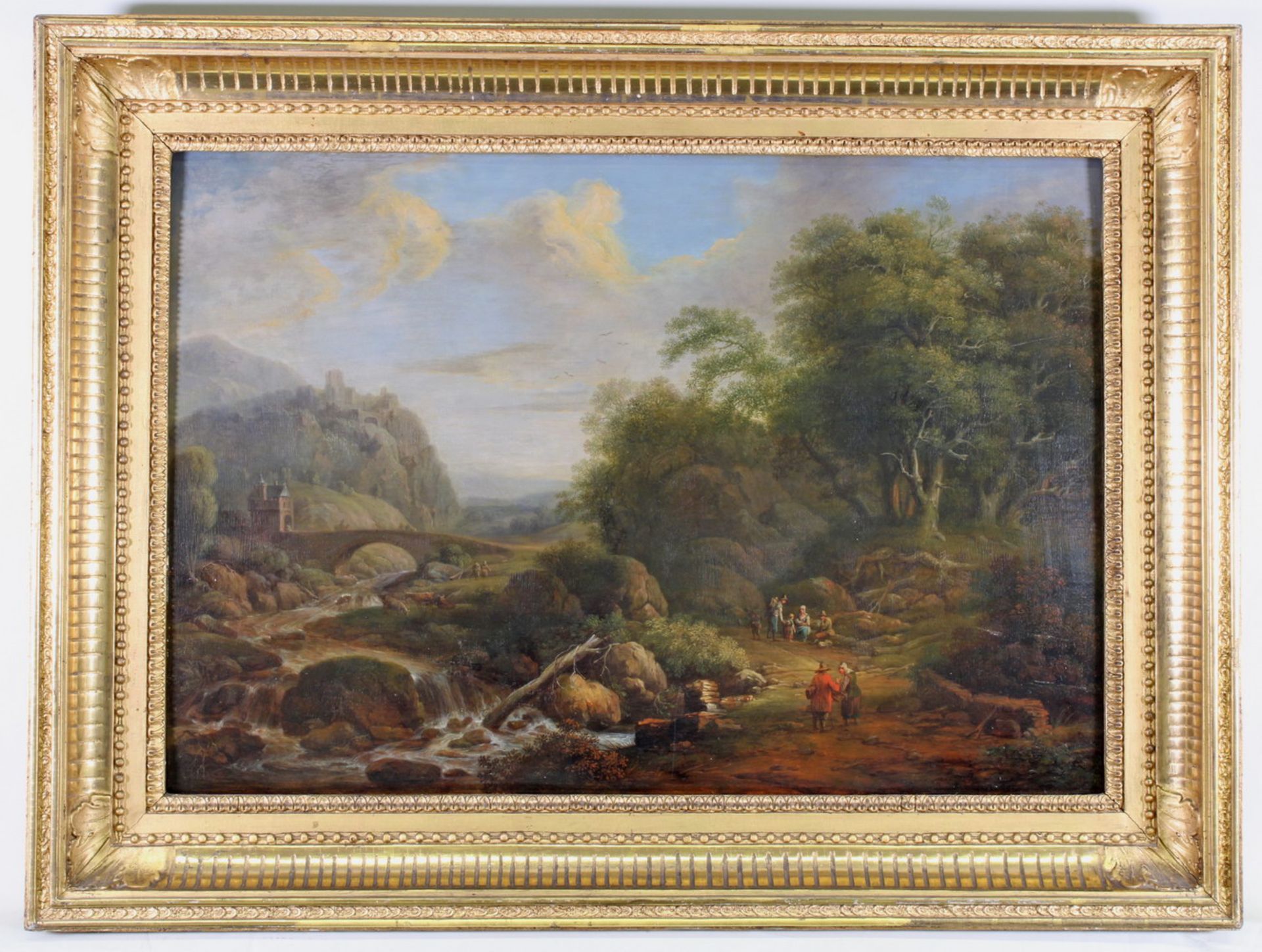 Manskir(s)ch, Franz (1768 Ehrenbreitstein - 1830 Danzig), "Wanderer in Flusslandschaft", Öl auf - Image 2 of 12