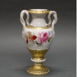 Schlangenhenkelvase, Meissen, Schwertermarke, 1850-1924, 1. Wahl, weißgrundig, Goldbronze,