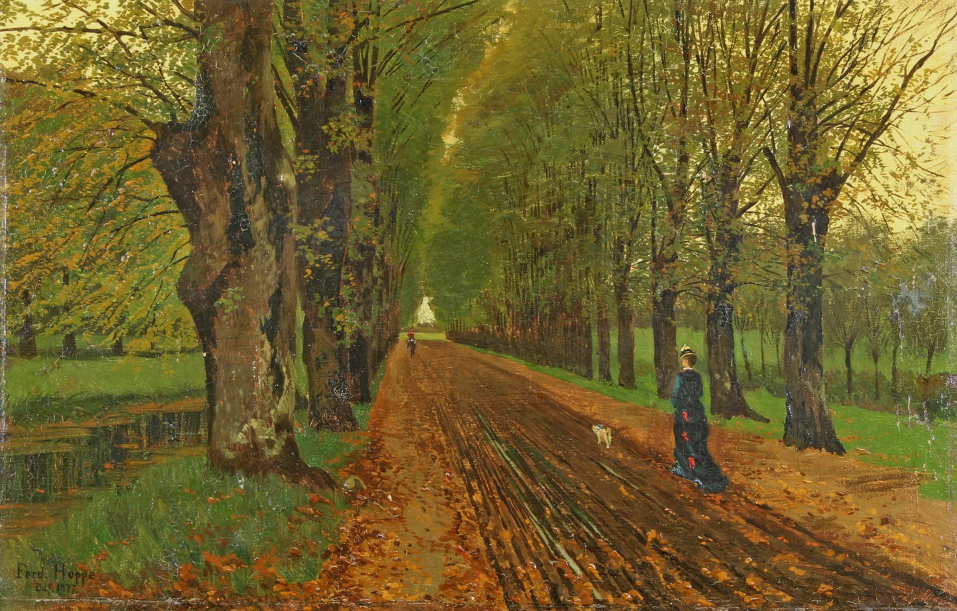 Hoppe, Ferdinand Theodor (1848 Dorpat (Russ. Kaiserreich) - 1890 Köln) "Herbstlicher Spaziergang",